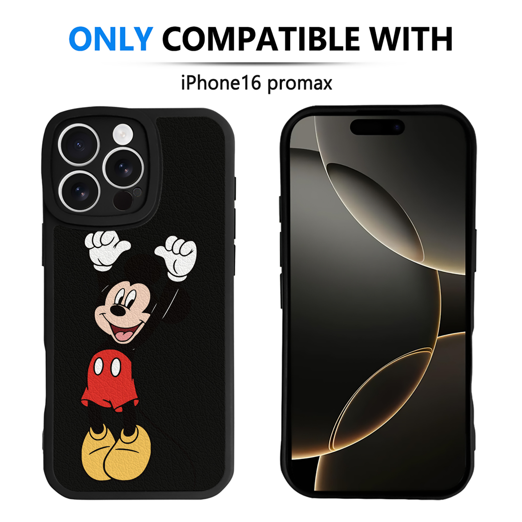 （画像用） ミッキーマウス Mickey Mouse 【iPhone 16シリーズ対応】シリコンスマホケース（レザー調） 材質：シリコン